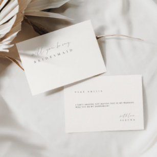 Minimalistische Elegant Ivory Bridesmaid Vorschlag Einladung