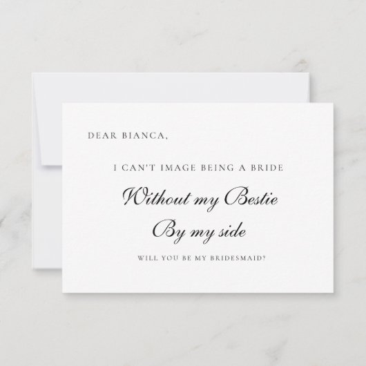 Minimalistische Elegant Ivory Bridesmaid Vorschlag Einladung (Rückseite)