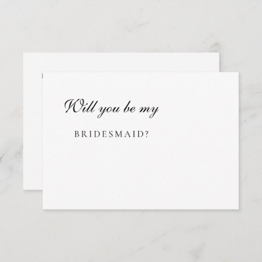 Minimalistische Elegant Ivory Bridesmaid Vorschlag Einladung (Vorne/Hinten)
