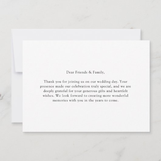 Minimalistische Elegant-Kalligrafie-SkriptWedding Dankeskarte (Rückseite)