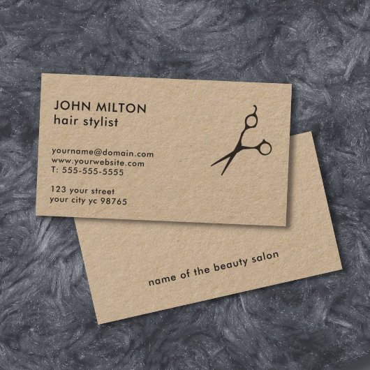 Minimalistische Elegant Kraft Paper Scissor HairSt Visitenkarte
