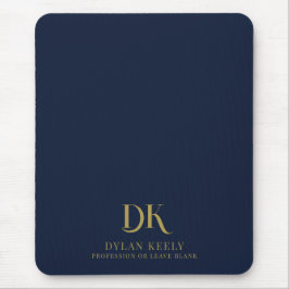 Minimalistische Elegant Monogram Dark Navy Blue St Mousepad