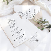 Minimalistische Elegant Monogram Leaf Wreath Weddi Save The Date