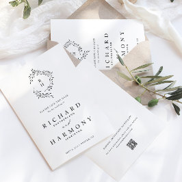 Minimalistische Elegant Monogram Leaf Wreath Weddi Save The Date