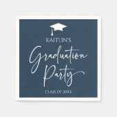 Minimalistische Elegant Navy Blue Graduation Party Serviette (Vorderseite)