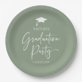 Minimalistische Elegant Sage Green Graduation Part Pappteller (Vorderseite)