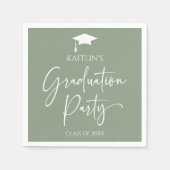 Minimalistische Elegant Sage Green Graduation Part Serviette (Vorderseite)
