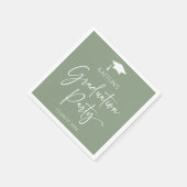 Minimalistische Elegant Sage Green Graduation Part Serviette (Ecke)