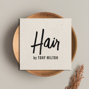 Minimalistische Elegant Textur Beige Fett Haar Sty Quadratische Visitenkarte