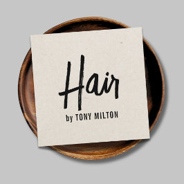 Minimalistische Elegant Textur Beige Fett Haar Sty Quadratische Visitenkarte