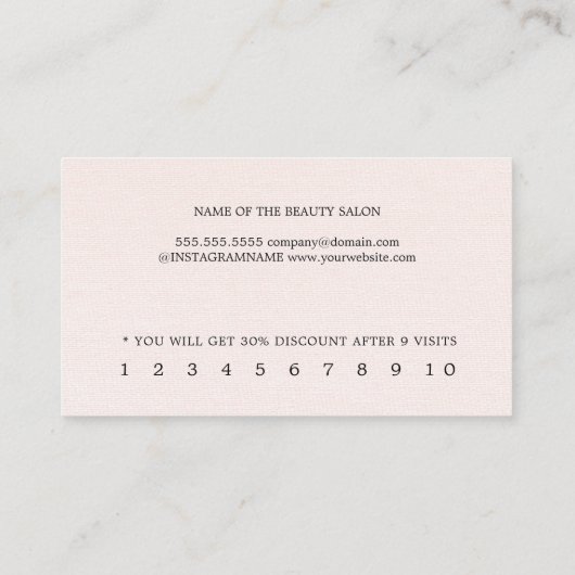 Minimalistische Elegant Texture Light Pink Beauty Treuekarte (Rückseite)