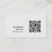 Minimalistische Elegant Texture White QR Code Anwa Visitenkarte (Vorderseite)