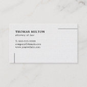 Minimalistische Elegant Texture White Rechtsanwalt Visitenkarte (Vorderseite)