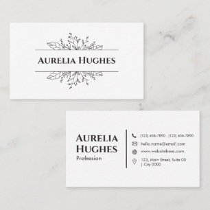 Minimalistische Elegant, weiß, botanisch-floral Visitenkarte