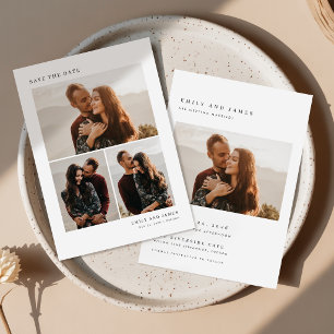 Minimalistische elegante 4-Foto-Collage-Hochzeit Einladung