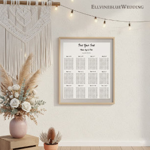Minimalistische Elegante ABC-Typografie Sitzplan Poster