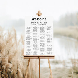 Minimalistische elegante Alphabetische Sitzkarte Poster