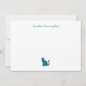 Minimalistische Elegante Aqua Cat Flat Note Card Mitteilungskarte (Vorderseite)