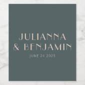 Minimalistische, elegante Aquamarine und unverschä Weinetikett (Einzelnes Label)