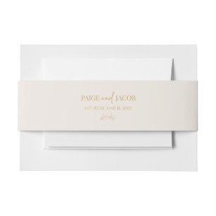 Minimalistische elegante Beige Gold Individuelle N Einladungsbanderole