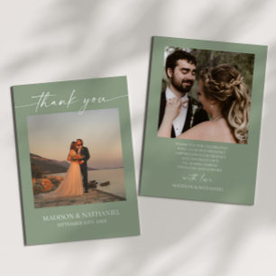 Minimalistische, elegante Bilderbuchhochzeit Dankeskarte