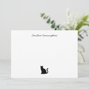 Minimalistische elegante Black Cat Flat Note Card Mitteilungskarte