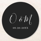 Minimalistische, elegante Black Monogram Classic W Runder Pappuntersetzer (Vorderseite)