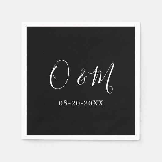 Minimalistische, elegante Black Monogram Classic W Serviette (Vorderseite)