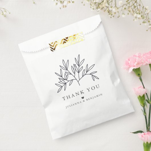 Minimalistische elegante Blätter Hochzeit Danke Cu Geschenktütchen (Versiegelt)