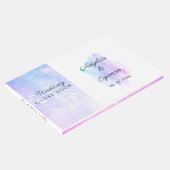 Minimalistische, elegante, blaue lila Hochzeit Gästebuch (Ecke)