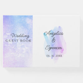Minimalistische, elegante, blaue lila Hochzeit Gästebuch