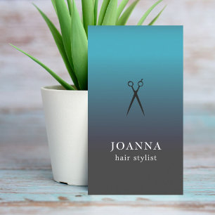 Minimalistische elegante blaue schwarze Schere Hai Visitenkarte