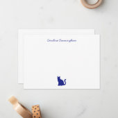 Minimalistische elegante Blue Cat Flat Note Card Mitteilungskarte (Vorderseite/Rückseite Beispiel)