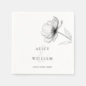 Minimalistische, elegante Blumen-Schwarz-Weiß-Hoch Serviette (Vorderseite)