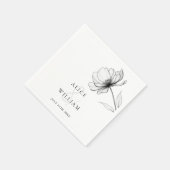 Minimalistische, elegante Blumen-Schwarz-Weiß-Hoch Serviette (Ecke)