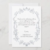 Minimalistische Elegante Blumenhochzeit Dankeschön Dankeskarte (Rückseite)