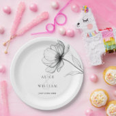 Minimalistische Elegante Blumenreihe Zeichnend Hoc Pappteller (Party)