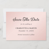 Minimalistische Elegante Blush und Black Wedding Save The Date (Vorderseite)