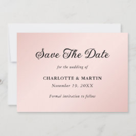 Minimalistische Elegante Blush und Black Wedding Save The Date