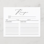 Minimalistische elegante Brautparty Rezeptionskart (Vorderseite)