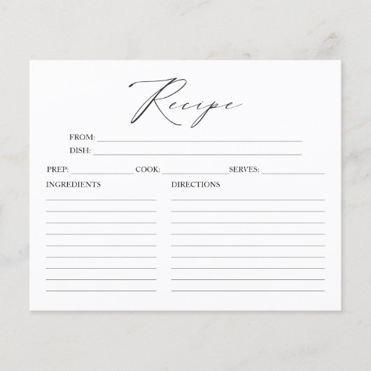 Minimalistische elegante Brautparty Rezeptionskart (Vorderseite)