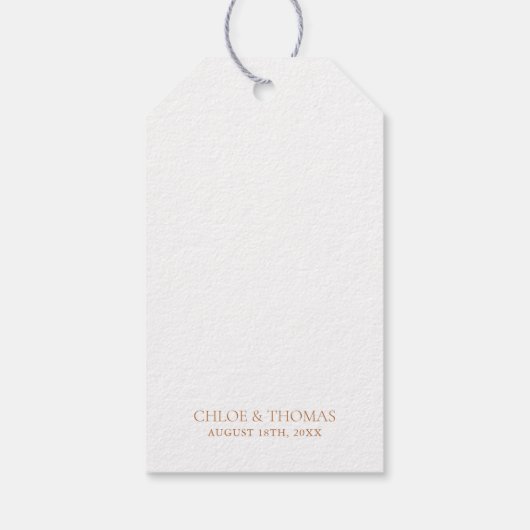 Minimalistische elegante Calligraphe-Hochzeitstift Geschenkanhänger (Rückseite)