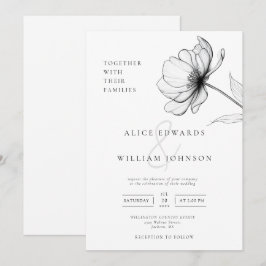 Minimalistische Elegante Chic Floral Wedding Einladung