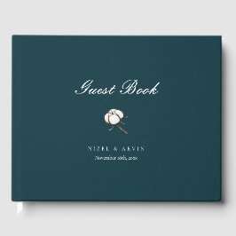Minimalistische elegante Cotton Deep Green Wedding Gästebuch