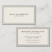 Minimalistische, elegante Creme und schwarz berufl Visitenkarte (Vorne/Hinten)