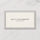Minimalistische, elegante Creme und schwarz berufl Visitenkarte (Vorderseite)