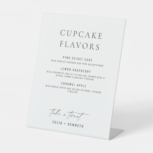 Minimalistische elegante Cupcake-Geschmacksrichtun Sockelschild (Vorderseite)
