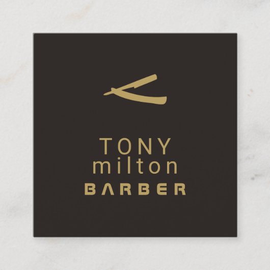 Minimalistische Elegante Dark Imitate Gold Razor B Quadratische Visitenkarte (Vorderseite)