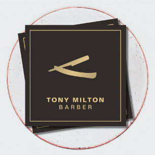 Minimalistische Elegante Dark Imitate Gold Razor B Quadratische Visitenkarte