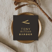Minimalistische Elegante Dark Imitate Gold Razor B Quadratische Visitenkarte